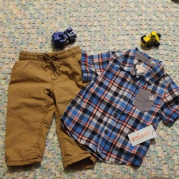 Cat & Jack Other - Stylish 12 Month Cat & Jack Shirt & Carter's Khaki